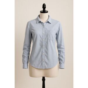 H&M Light Blue 100% Cotton Button-Up Shirt XS